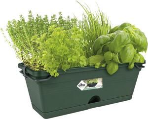 Jardinieră mini Elho cu farfurie plastic 29,5x18,5x15,5 cm verde