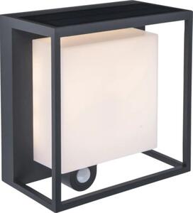 Lampă solară cu LED Lutec Curtis 300 lumeni 3000K, senzor de mișcare, aluminiu