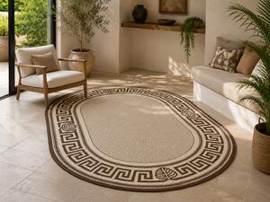 Covor Bucatarie, Model Oval Iuta 900 19, Crem Maro 80x150