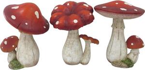 Figurină ciupercă zburătoare H 23 cm, polirășină, roșu și gri, modele diferite