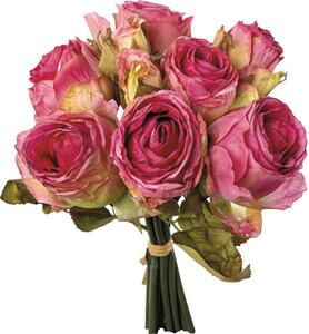Buchet artificial Trandafiri H 29 cm roz închis
