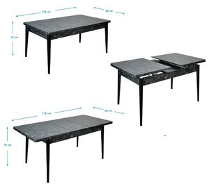 Resigilat:Masa extensibila Dining Homs marmorat negru 170 x 80 cm