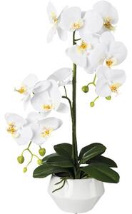 Plantă artificială Orhidee fluture Phalaenopsis în ghiveci H 52 cm alb
