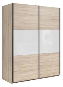 Dulap TETRIX, stejar sonoma/alb lucios, PAL, cu 2 usi, 154x60x196 cm