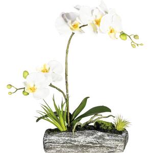 Aranjament artificial Orhidee Phalaenopsis în vas H 40 cm crem