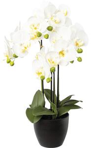 Plantă artificială Orhidee fluture Phalaenopsis în vas ceramic H 55 cm alb