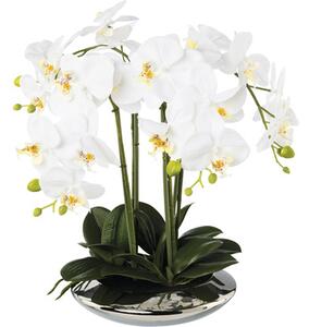 Plantă artificială Orhidee fluture Phalaenopsis în ghiveci H 41 cm alb