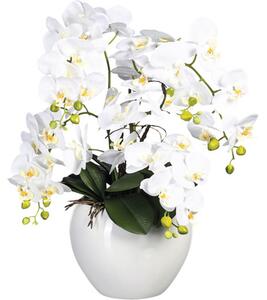 Plantă artificială Orhidee fluture Phalaenopsis în vas ceramic H 56 cm alb
