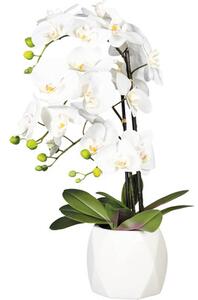 Plantă artificială Orhidee fluture Phalaenopsis în vas alb H 60 cm alb