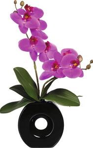 Plantă artificială Orhidee fluture Phalaenopsis în vas ceramic H 35 cm lila