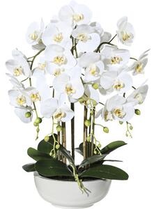 Plantă artificială Orhidee fluture Phalaenopsis în ghiveci H 66 cm alb