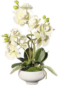 Plantă artificială Orhidee fluture Phalaenopsis în vas 3 ramuri H 50 cm alb