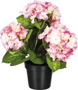 Plantă artificială Hortensie în ghiveci H 32 cm roz