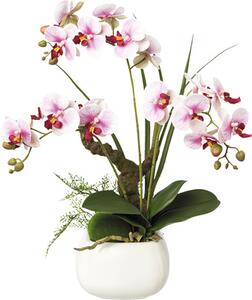 Plantă artificială Orhidee fluture Phalaenopsis în vas ceramic H 46 cm lila