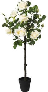 Plantă artificială Tufă trandafir în ghiveci H 95 cm crem