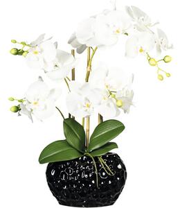 Plantă artificială Orhidee fluture Phalaenopsis în vas 4 ramuri H 55 cm alb