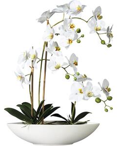 Plantă artificială Orhidee fluture Phalaenopsis în vas 4 ramuri H 60 cm alb