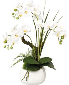 Plantă artificială Orhidee fluture Phalaenopsis în vas ceramic H 46 cm alb