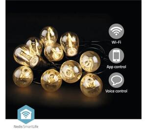 Ghirlandă LED Nedis SmartLife 10 becuri alb cald, conexiune WiFi
