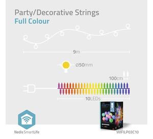 Ghirlandă LED Nedis SmartLife 10 becuri multicolor, conexiune WiFi