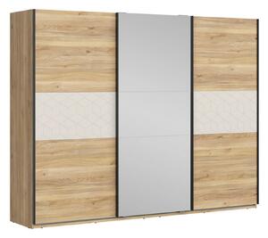 Dressing GLAMOUR, stejar/casmir, PAL, cu 3 usi, 270x61x211 cm