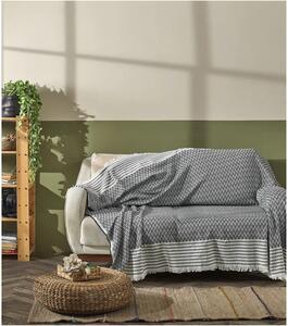 Patura cu franjuri Serenity - 170x210 Cm gri alb