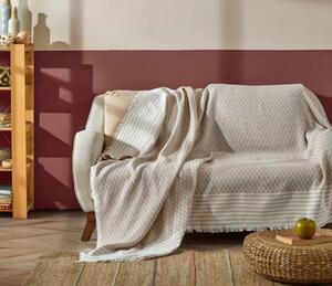 Patura cu franjuri Serenity - 170x210 Cm bej alb