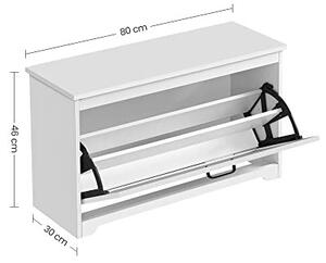 Banca cu suport pantofi Model Salem, Alb, 80x30x46 cm