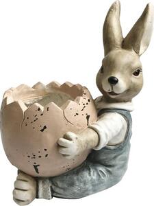 Figurină decorativă iepure băiat cu ou de Paște 30,5x23x56 cm