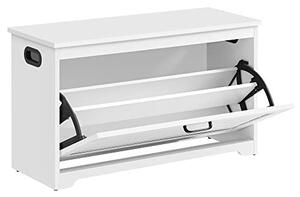 Banca cu suport pantofi Model Salem, Alb, 80x30x46 cm