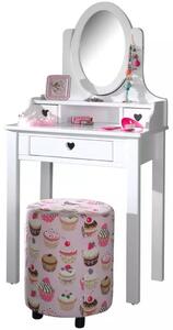 Vipack Masă de toaletă pentru copii "Amori", cu oglindă, alb, lemn AMDT7014