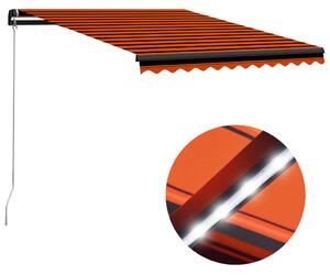 Copertină retractabilă manual LED portocaliu și maro 300x250 cm