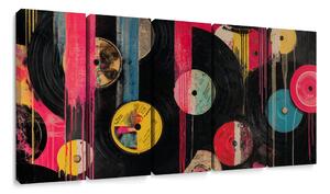 Tablou 5-piese discuri de vinil retro