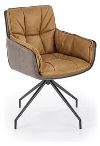 Scaun rotativ K523, maro/negru, stofa/piele ecologica, 61x61x85 cm