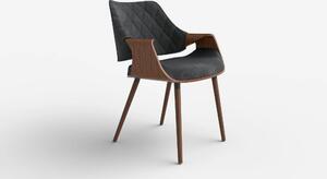 Scaun tapitat K396, negru/nuc, stofa catifelata/placaj, 56x55x77 cm