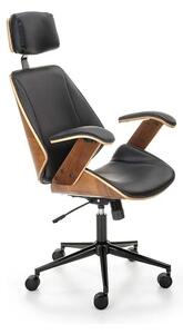 Scaun de birou IGNAZIO, negru/nuc, piele ecologica/placaj indoit/metal