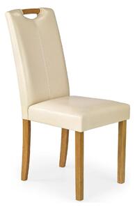 Scaun living Caro, crem/fag, piele ecologica/lemn de cauciuc, 42x58x96
