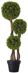 HOMCOM Plante Artificiale Decorative Buxus, Planță Sferică în Ghiveci, Plante Artificiale pentru Decor de Interior și Exterior, 90cm | Aosom Romania