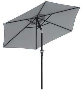 Outsunny Umbrelă Inclinabilă pentru Grădină și Terasă 2.3x2m cu Deschidere Ușoară prin Manivelă, Structură Metalică și 6 Stinghii, Gri | Aosom Romania