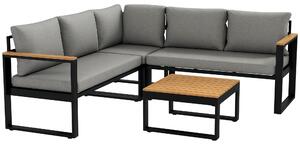 Outsunny Set de Mobilier pentru Grădină din 4 Piese cu 2 Canapele Duble, Colțar și Măsuță de Cafea, 124x61x71,5 cm, Gri | Aosom Romania