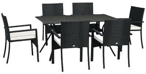 Outsunny Set de 7 Piese din Ratan pentru Luat Masa, Set de Mese | Aosom Romania