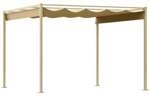 Outsunny Pergolă de Grădină cu Acoperiș Retractabil și Sistem de Prindere Magnetic, 298x297x221 cm, Kaki | Aosom Romania