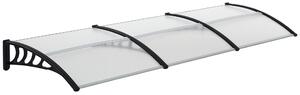 Outsunny Acoperiș din Policarbonat și Aluminiu pentru Balcoane, Ferestre și Uși, Pensilină Exterioară cu Suport din PP, 303x96x27 cm, Transparent