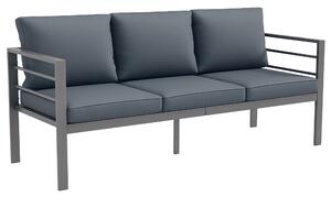 Outsunny Canapea de Grădină cu 3 Locuri cu Perne pentru Scaun și Spate, Canapea Modernă din Aluminiu și Poliester, 185x66x64 cm, Gri | Aosom Romania