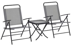 Outsunny Set Mobilier de Grădină din 3 Piese cu Scaune cu Spătar Reglabil și Masă, 64x70x87 cm, Gri | Aosom Romania