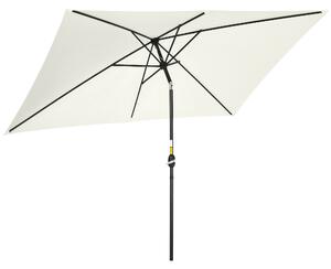 Outsunny Umbrelă de Grădină Înclinabilă cu Manivelă și 6 Spiţe, 2x3 m, Alb Crem | Aosom Romania