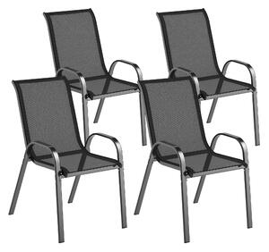 Outsunny Set de 4 Scaune Suprapozabile cu Spătar Înalt și șezut din Plasă, 54x71x93 cm, Negru | Aosom Romania