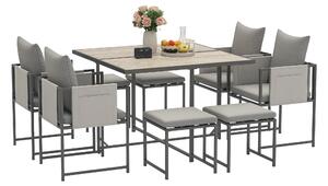 Outsunny Set Mobilier de Grădină din 9 Piese cu Masă, 4 Fotolii și 4 Scaune, 110x110x75 cm, Gri | Aosom Romania