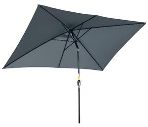 Outsunny Umbrelă de Grădină Înclinabilă cu Manivelă și 6 Spiţe, 2x3 m, Gri Închis | Aosom Romania