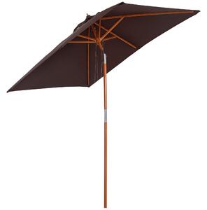 Outsunny Umbrelă de Grădină Înclinabilă cu Sistem cu Șnur și Orificiu de Ventilație, 200x150x235 cm, Cafeniu | Aosom Romania